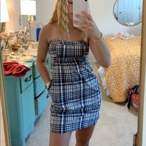 Navy and white plaid GAP dress